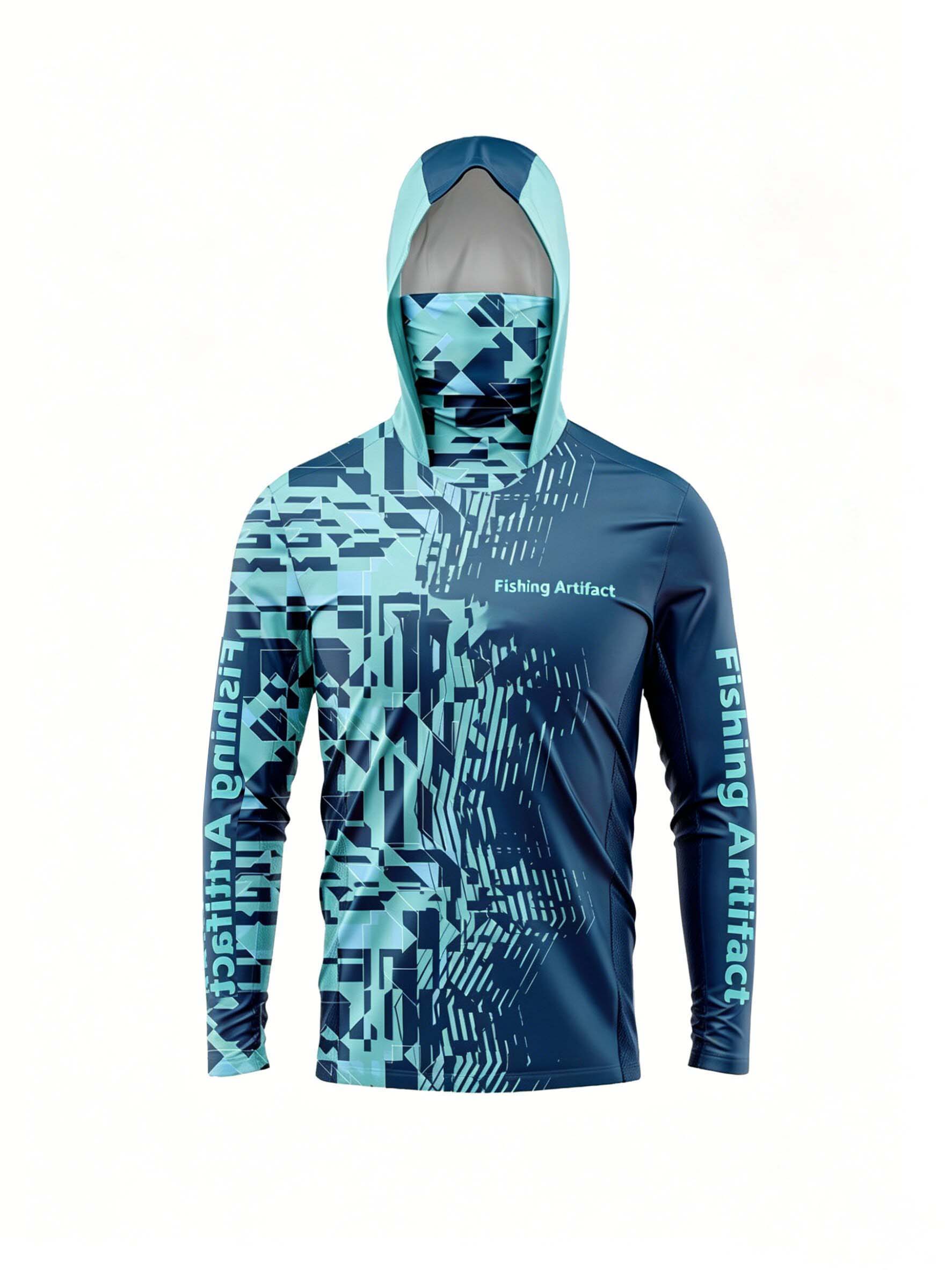 Sports Mask Breathable - Herren-Sommer-Anglerhoodie, langärmelig mit Maske, atmungsaktiv und