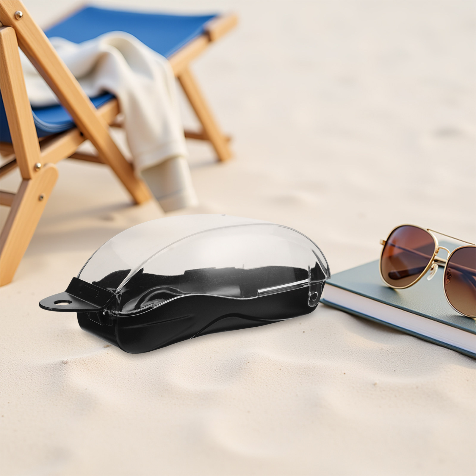 Mask Case Hard Shell - Schwimmbrillen-Etui mit transparentem Deckel, Hartschalen-Schutzbox, kompaktes